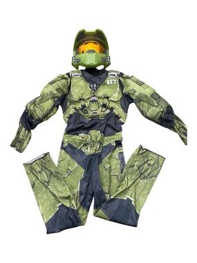 Disguise Halo Infinite Master Chief Kids Muscle Costume Set - Boys Medium 7-8